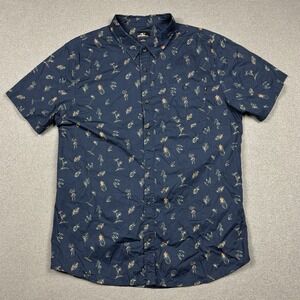 O'Neill Short Sleeve Hawaiian Hula Button Up Shirt Mens L Blue Modern Fit